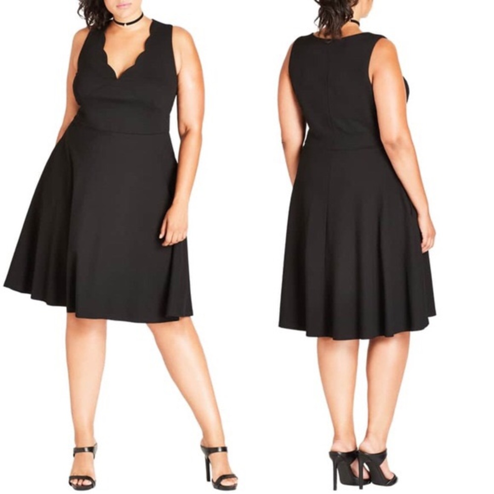 City Chic Little Black Flare Dress
